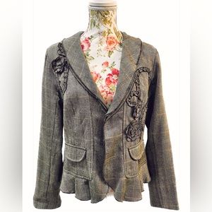 Coldwater Creek Women's Beige Brown Orange Wool Blend Blazer Jacket Size 10.